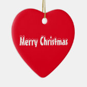 Vrolijk kerstrood en witte sneeuwtekst schattig ha keramisch ornament (Rechts)