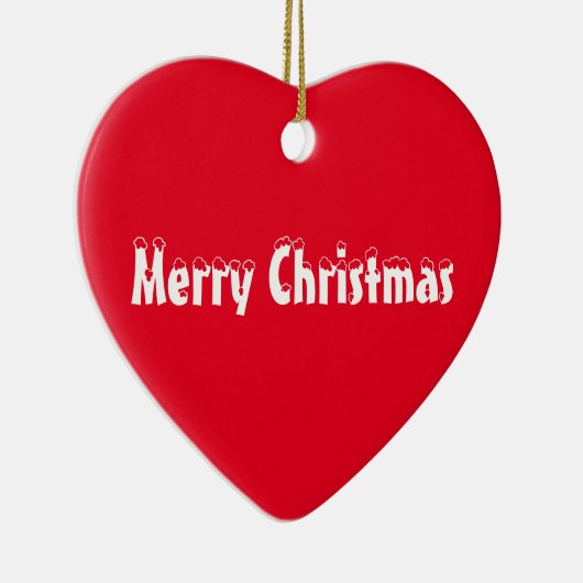 Vrolijk kerstrood en witte sneeuwtekst schattig ha keramisch ornament (Rechts)