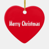 Vrolijk kerstrood en witte sneeuwtekst schattig ha keramisch ornament (Voorkant)