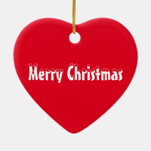 Vrolijk kerstrood en witte sneeuwtekst schattig ha keramisch ornament (Achterkant)