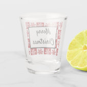 Vrolijk kerstrood en witte sneeuwvlok shot glas (Achterkant)