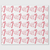 Vrolijk kerstrood en witte snoepjes en naam cadeaupapier (Vlak)