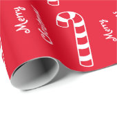 Vrolijk kerstrood en witte stripte snoepjes cadeaupapier (Rol Hoek)