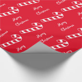 Vrolijk kerstrood en witte stripte snoepjes cadeaupapier (Hoek)