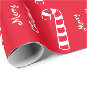 Vrolijk kerstrood en witte stripte snoepjes cadeaupapier (Rol Hoek)