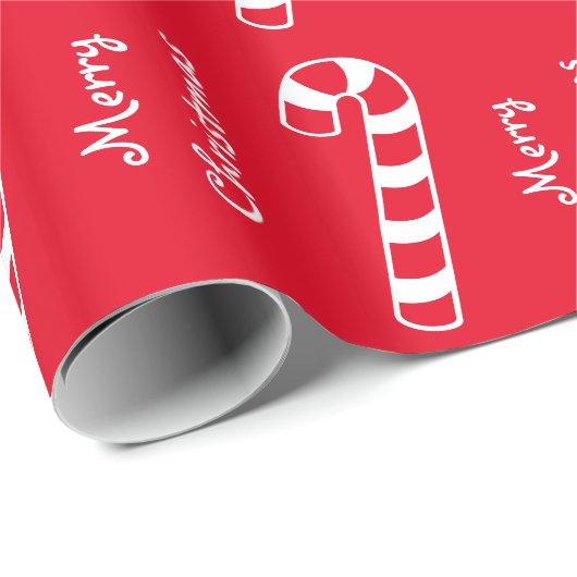 Vrolijk kerstrood en witte stripte snoepjes cadeaupapier (Rol Hoek)