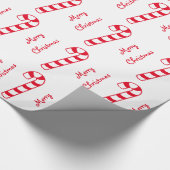 Vrolijk kerstrood en witte stripte snoepjes cadeaupapier (Hoek)