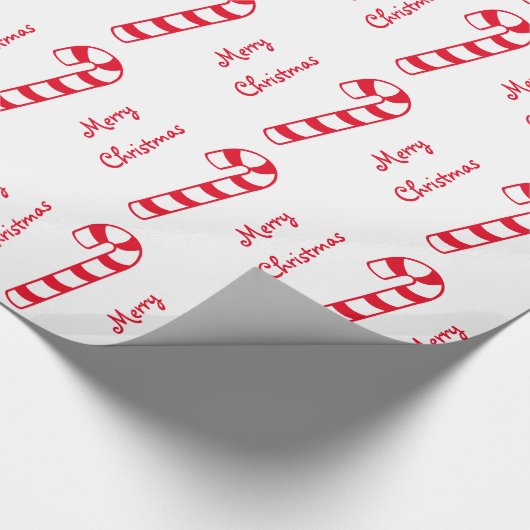 Vrolijk kerstrood en witte stripte snoepjes cadeaupapier (Hoek)