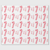 Vrolijk kerstrood en witte stripte snoepjes cadeaupapier (Vlak)