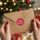 Vrolijk kerstrood en witte typografie Festive Ronde Sticker