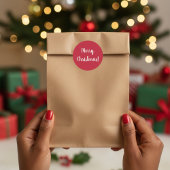 Vrolijk kerstrood en witte typografie Festive Ronde Sticker