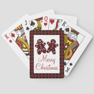 Vrolijk kerstrood en zwart speldenbrood pokerkaarten