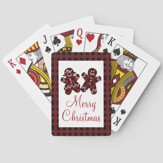 Vrolijk kerstrood en zwart speldenbrood pokerkaarten (Achterkant)