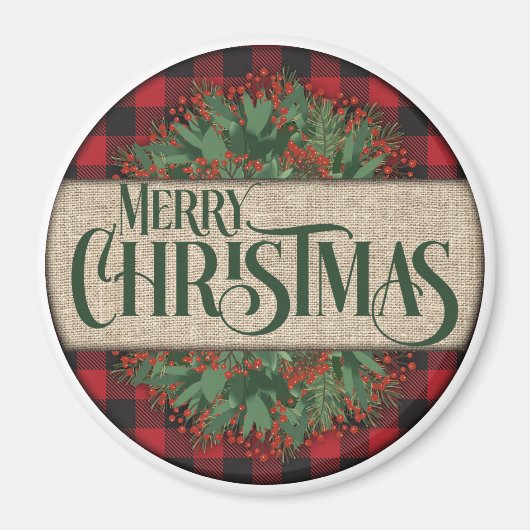 Vrolijk kerstrood en zwarte pionnen magneet (Voorkant)