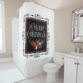 Vrolijk kerstrood flesje met zwoerd Lijst Douchegordijn (In situ)