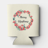 Vrolijk kerstrood flesje Waterverf Wreator Blikjeskoeler (Achterkant)