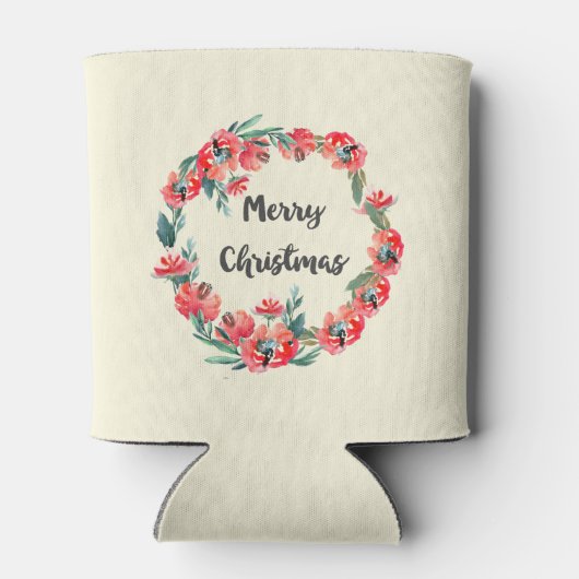 Vrolijk kerstrood flesje Waterverf Wreator Blikjeskoeler (Achterkant)