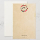 Vrolijk kerstrood flesje Waterverf Wreator Briefpapier (Voorkant / Achterkant)