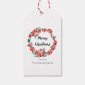 Vrolijk kerstrood flesje Waterverf Wreator Cadeaulabel (Voorkant)