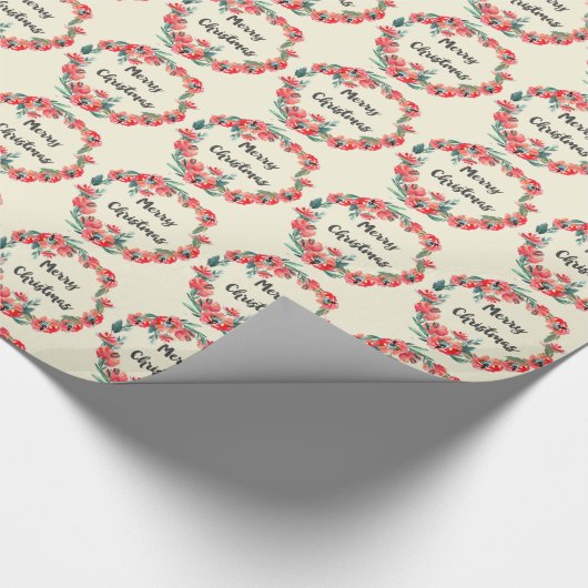 Vrolijk kerstrood flesje Waterverf Wreator Cadeaupapier (Hoek)