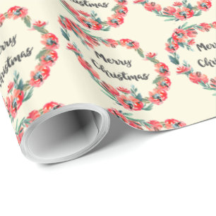 Vrolijk kerstrood flesje Waterverf Wreator Cadeaupapier