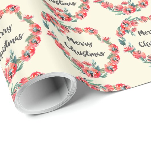 Vrolijk kerstrood flesje Waterverf Wreator Cadeaupapier (Rol Hoek)