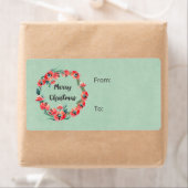 Vrolijk kerstrood flesje Waterverf Wreator Etiket (Insitu)