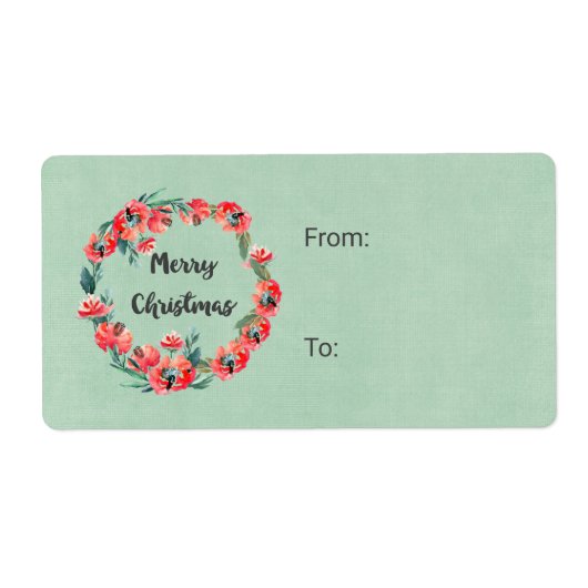 Vrolijk kerstrood flesje Waterverf Wreator Etiket (Voorkant)