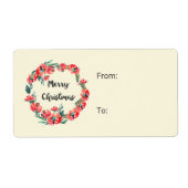 Vrolijk kerstrood flesje Waterverf Wreator Etiket (Voorkant)