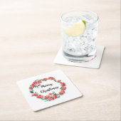 Vrolijk kerstrood flesje Waterverf Wreator Kartonnen Onderzetters (Insitu)