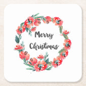 Vrolijk kerstrood flesje Waterverf Wreator Kartonnen Onderzetters (Voorkant)