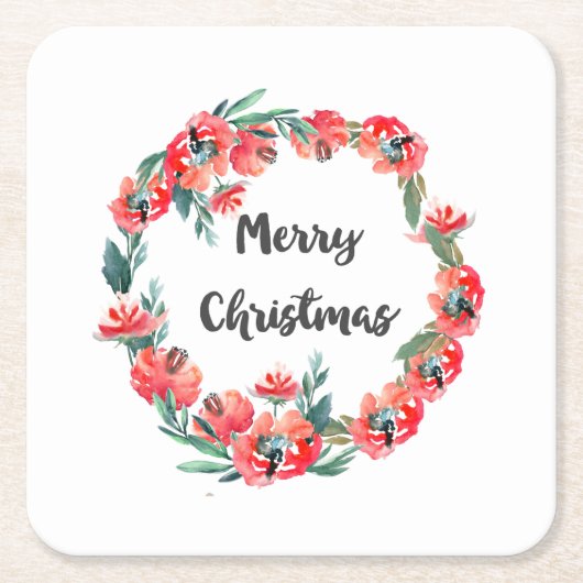 Vrolijk kerstrood flesje Waterverf Wreator Kartonnen Onderzetters (Voorkant)
