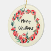 Vrolijk kerstrood flesje Waterverf Wreator Keramisch Ornament (Links)