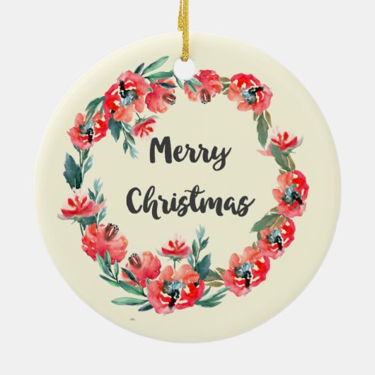 Vrolijk kerstrood flesje Waterverf Wreator Keramisch Ornament (Achterkant)