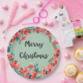 Vrolijk kerstrood flesje Waterverf Wreator Papieren Bordje (Feest)