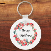 Vrolijk kerstrood flesje Waterverf Wreator Sleutelhanger (Voorkant)