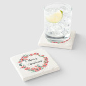 Vrolijk kerstrood flesje Waterverf Wreator Stenen Onderzetter (Zijkant)