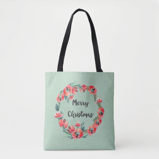 Vrolijk kerstrood flesje Waterverf Wreator Tote Bag (Voorkant)