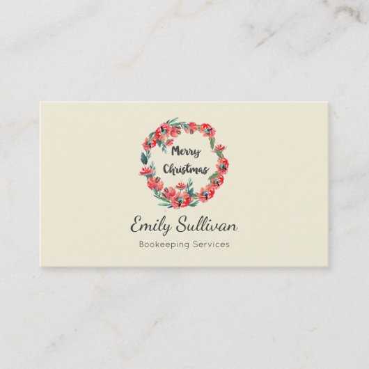Vrolijk kerstrood flesje Waterverf Wreator Visitekaartje (Voorkant)