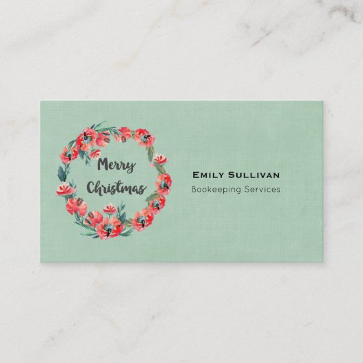 Vrolijk kerstrood flesje Waterverf Wreator Visitekaartje (Voorkant)