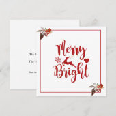 Vrolijk kerstrood Floral Holiday Flat Kaart (Voorkant / Achterkant)