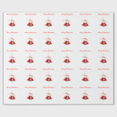 Vrolijk kerstrood gebell decoratie met tekst cadeaupapier (Vlak)