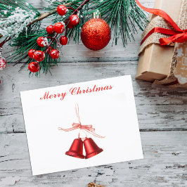 Vrolijk kerstrood gebell decoratie met tekst feestdagenkaart
