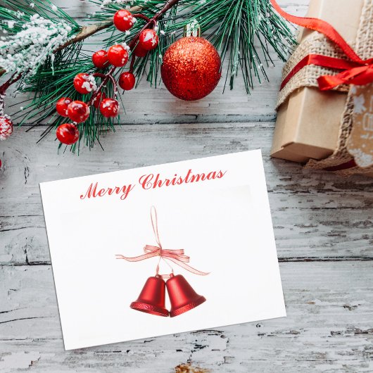 Vrolijk kerstrood gebell decoratie met tekst feestdagenkaart