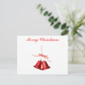 Vrolijk kerstrood gebell decoratie met tekst feestdagenkaart (Staand voorkant)