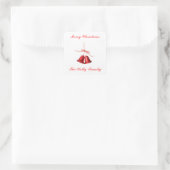 Vrolijk kerstrood gebell decoratie met tekst vierkante sticker (Tas)