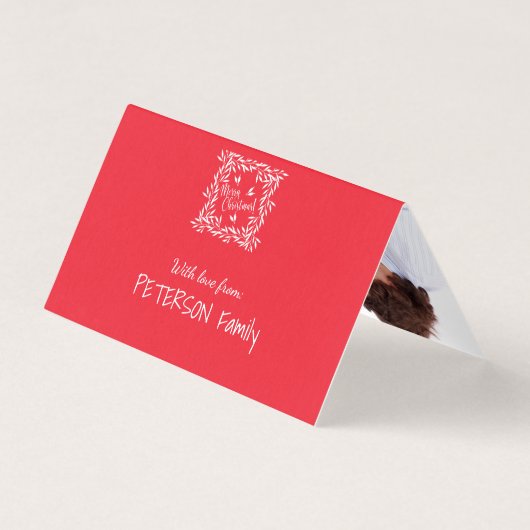 Vrolijk kerstrood gebladerte Uw fototekst binnen Kaart (Achterkant)