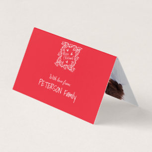 Vrolijk kerstrood gebladerte Uw fototekst binnen Kaart