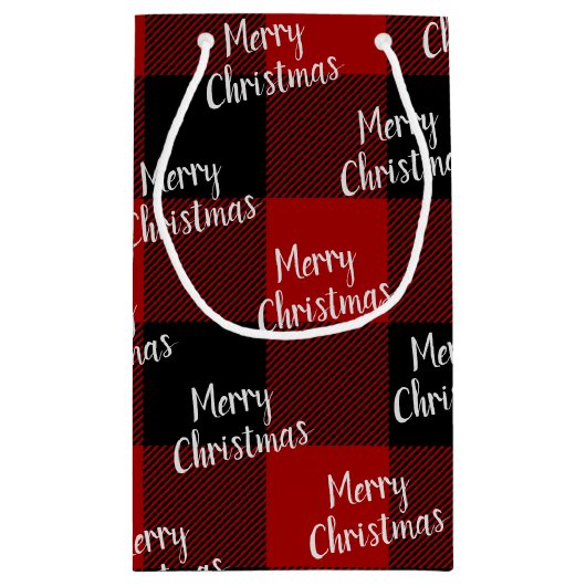 Vrolijk kerstrood gebuffel klein cadeauzakje (Achterkant)