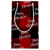 Vrolijk kerstrood gebuffel klein cadeauzakje (Voorkant)